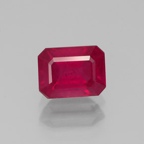 Rubí rojo natural de 1,44 ct, corte esmeralda, SI