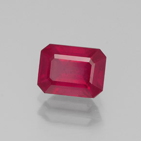 Rubí rojo natural de 1,44 ct, corte esmeralda, SI