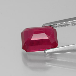 Rubí rojo natural de 1,44 ct, corte esmeralda, SI