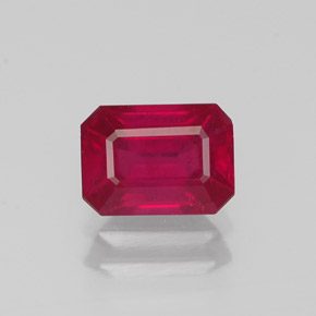 Rubí rojo natural de 1,38 ct, corte esmeralda, VS-SI