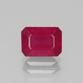 Rubí rojo natural de 1,56 ct, corte esmeralda, SI