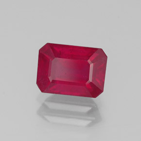Rubí rojo natural de 1,56 ct, corte esmeralda, SI