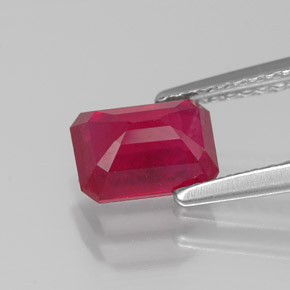 Rubí rojo natural de 1,56 ct, corte esmeralda, SI