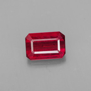 Rubí rojo natural de 1,18 ct, corte esmeralda, SI