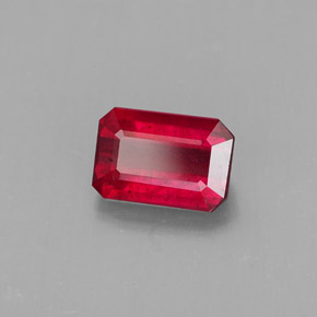 Rubí rojo natural de 1,18 ct, corte esmeralda, SI