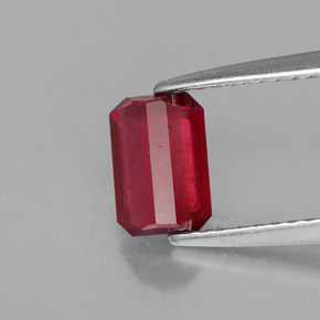 Rubí rojo natural de 1,18 ct, corte esmeralda, SI