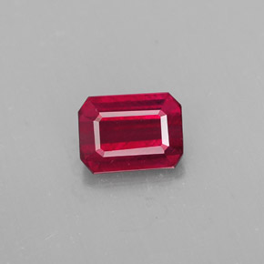 Rubí rojo natural de 1,33 ct, corte esmeralda, SI