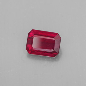 Rubí rojo natural de 1,33 ct, corte esmeralda, SI
