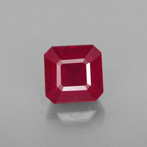 Rubí rojo natural de 1,55 ct, corte esmeralda, SI