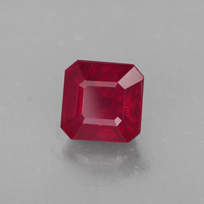 Rubí rojo natural de 1,55 ct, corte esmeralda, SI