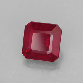 Rubí rojo natural de 1,96 ct, corte esmeralda, SI