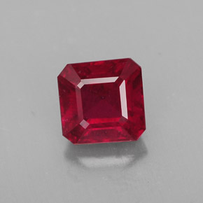 Rubí rojo natural de 1,65 ct, corte esmeralda, SI