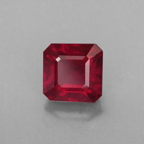 Rubí rojo natural de 1,65 ct, corte esmeralda, SI
