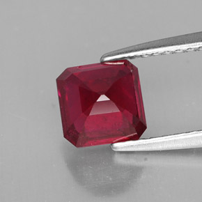 Rubí rojo natural de 1,65 ct, corte esmeralda, SI
