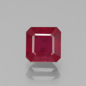 Rubí rojo natural de 1,49 ct, corte esmeralda, SI