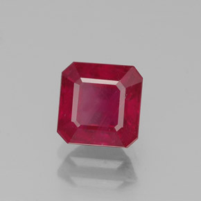 Rubí rojo natural de 1,49 ct, corte esmeralda, SI