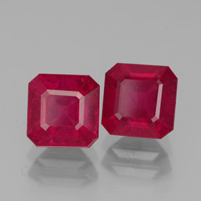 Gemas de rubí rojo natural de  ct, corte esmeralda, SI