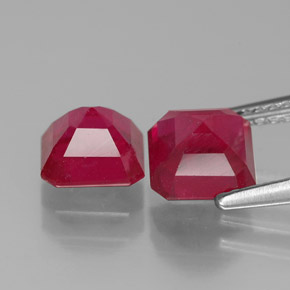 Gemas de rubí rojo natural de  ct, corte esmeralda, SI