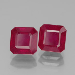 Gemas de rubí rojo natural de  ct, corte esmeralda, SI