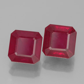 Gemas de rubí rojo natural de  ct, corte esmeralda, SI