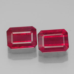 Gemas de rubí rojo natural de  ct, corte esmeralda, SI