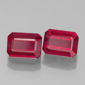 Gemas de rubí rojo natural de  ct, corte esmeralda, SI