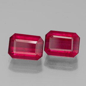 Gemas de rubí rojo natural de  ct, corte esmeralda, SI