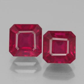 Gemas de rubí rojo natural de  ct, corte esmeralda, VS-SI