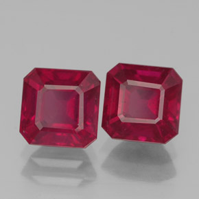 Gemas de rubí rojo natural de  ct, corte esmeralda, VS-SI