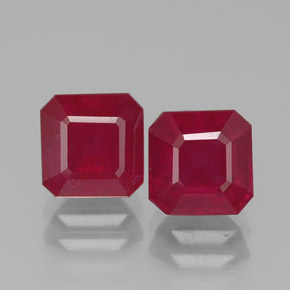 Gemas de rubí rojo natural de  ct, corte esmeralda, SI