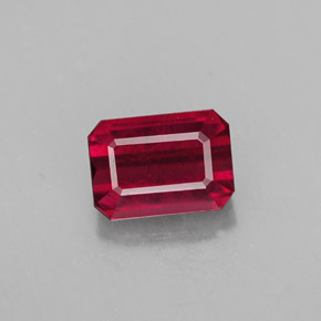 Rubí rojo natural de 1,50 ct, corte esmeralda, SI