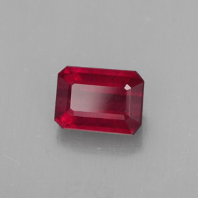 Rubí rojo natural de 1,57 ct, corte esmeralda, SI