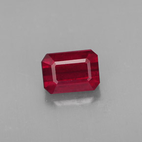 Rubí rojo natural de 1,73 ct, corte esmeralda, SI