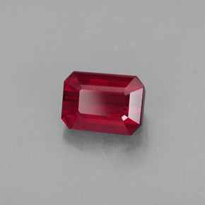 Rubí rojo natural de 1,73 ct, corte esmeralda, SI