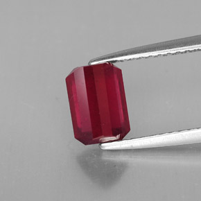 Rubí rojo natural de 1,73 ct, corte esmeralda, SI