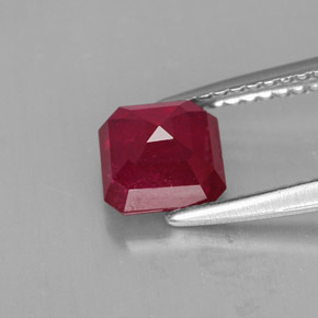 Rubí rojo natural de 1,58 ct, corte esmeralda, SI