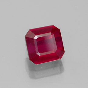 Rubí rojo natural de 1,50 ct, corte esmeralda, SI
