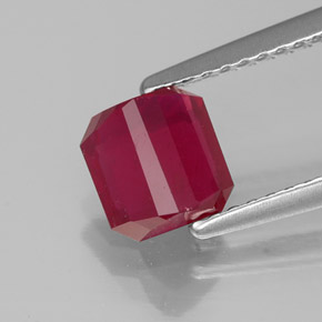 Rubí rojo natural de 1,50 ct, corte esmeralda, SI
