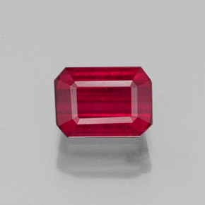 Rubí rojo natural de 1,57 ct, corte esmeralda, SI