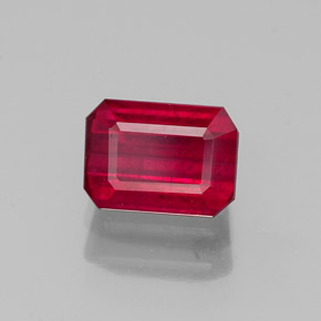 Rubí rojo natural de 1,57 ct, corte esmeralda, SI