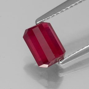 Rubí rojo natural de 1,57 ct, corte esmeralda, SI