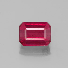 Rubí rojo natural de 1,34 ct, corte esmeralda, SI