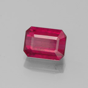 Rubí rojo natural de 1,34 ct, corte esmeralda, SI