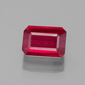 Rubí rojo natural de 1,62 ct, corte esmeralda, SI