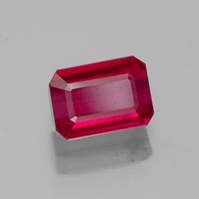 Rubí rojo natural de 1,62 ct, corte esmeralda, SI