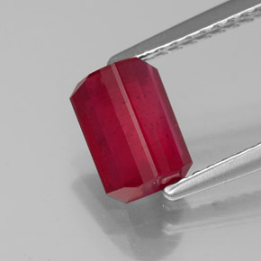 Rubí rojo natural de 1,62 ct, corte esmeralda, SI