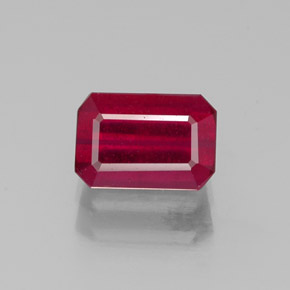 Rubí rojo natural de 1,32 ct, corte esmeralda, SI