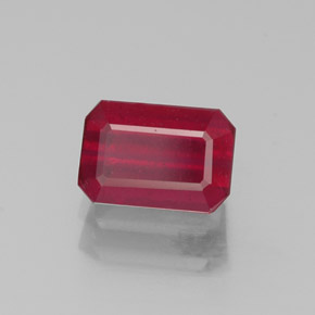 Rubí rojo natural de 1,32 ct, corte esmeralda, SI