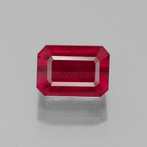Rubí rojo natural de 1,56 ct, corte esmeralda, SI