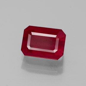 Rubí rojo natural de 1,56 ct, corte esmeralda, SI